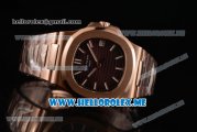 Patek Philippe Nautilus Miyota 9015 Automatic 18K Rose Gold Case/Bracelet with Brown Dial and Stick Markers (BP)