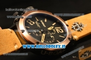 U-Boat Chimera Chronograph OS10 Quartz With Rose Gold Bezel and Black Case Brown Leather Orange Marker