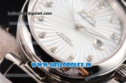 Omega De Ville Ladymatic Swiss ETA 2671 Automatic Steel Case with White Stripy Dial and Diamonds Markers