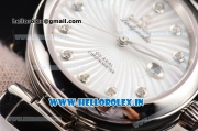 Omega De Ville Ladymatic Swiss ETA 2671 Automatic Steel Case with White Stripy Dial and Diamonds Markers
