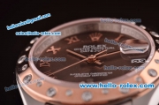 Rolex Datejust Swiss ETA 2836 Automatic Two Tone Case/Strap with Diamond Bezel and Brown Dial