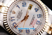 Rolex Datejust Oyster Perpetual Automatic Movement Two Tone with Gold Bezel,Light Grey Dial and Blue Number Marking