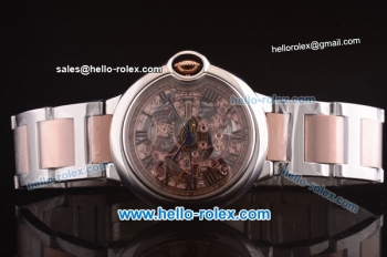 Cartier Ballon Bleu De Automatic Movement Skeleton Dial with Black Roman Markers and Two Tone Strap