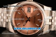 Rolex Datejust Clone Rolex 3135 Automatic Steel Case Orange Dial With Stick Markers Steel Bracelet- 1:1 Original(AR)