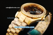 Rolex Datejust Oyster Perpetual Automatic Movement Full Gold with Roman Numeral Markers and Diamond Bezel