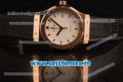 Hublot Classic Fusion Miyota 9015 Automatic Rose Gold Case with White Dial and Black Leather Strap (AAAF)