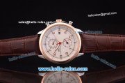 IWC Portuguese Automatic Steel Case with Rose Gold Bezel and White Dial-Brown Leather Strap