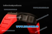 Richard Mille RM 055 Bubba Watson Tourbillon Manual Winding PVD Case with Skeleton Dial Dot Markers and Red Rubber Strap