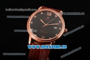 Vacheron Constantin Patrimony Miyota 9015 Automatic Rose Gold Case with Black Dial and Roman Numeral/Diamonds Markers