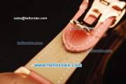 Cartier ballon bleu de Cartier Swiss Quartz Movement Rose Gold Case with Pink MOP Dial and Diamond Bezel-Pink Leather Strap