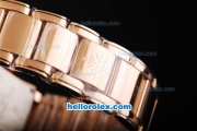 Patek Philippe Quartz Movement Full Diamond Bezel with Black Dial and Full Rose Gold--Lady size