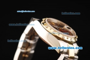 Rolex Datejust Oyster Perpetual Automatic Movement Brown Dial with Diamond Gold Bezel and Two Tone Strap-Lady Model