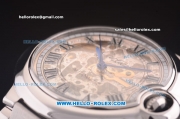 Cartier Ballon Bleu De Automatic Full Steel with Skeleton Dial and Black Roman Markers