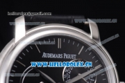 Audemars Piguet Jules Audemars Dual Time Asia ST25 Automatic Steel Case Black Dial Stick Markers and Black Leather Strap