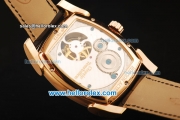 Parmigiani Kalpa XL Swiss Tourbillon Manual Winding Movement Rose Gold Case with Black Leather Strap