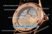 Patek Philippe Calatrava Miyota 9015 Automatic Rose Gold Case with Black Dial and Diamonds Markers Black Leather Strap