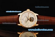 Jaeger-LeCoultre Duometre Tourbillon Automatic Movement Rose Gold Case with White Dial and Brown Leather Strap