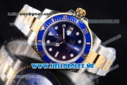 Rolex Submariner Clone Rolex 3135 Automatic Two Tone Case/Bracelet with Blue Dial and Dot Markers White Hands (BP)