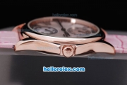 Patek Philippe Classic Rose Gold Case with Black Roman Marking and Pink Leather Strap