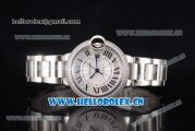 Cartier Ballon Bleu Medium Asia Automatic Stainless Steel Case/Bracelet with Silver Dial and Roman Numeral Markers Diamonds Bezel(YF)