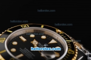 Rolex Submariner Swiss ETA 3135 Automatic Movement Two Tone with Gold/Black Bezel and Black Dial