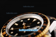 Rolex GMT Master II Automatic Movement Black Dial with Black Bezel and White Markers-Two Tone Strap
