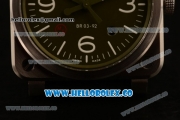 Bell&Ross BR 03-92 S Aviation Type Miyota 9015 Automatic Steel Case with Green Dial and Black Rubber Strap