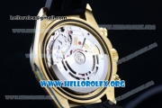 Rolex Daytona Chronograph Clone Rolex 4130 Automatic Yellow Gold Case with Yellow Gold Dial Stick Markers and Black Rubber Strap - 1:1 Original (AR)