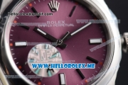 Rolex Oyster Perpetual Air King Clone Rolex 3132 Automatic Stainless Steel Case/Bracelet with Red Grape Dial and Stick Markers - 1:1 Original (JF)