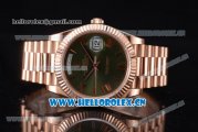 Rolex Day Date II Swiss ETA 2836 Automatic Rose Gold Case/Bracelet with Green Dial and Roman Numeral Markers (BP)