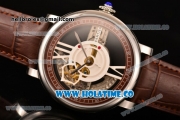 Cartier Rotonde De Cartier Asia Automatic Steel Case with Black Skeleton Dial and Brown Inner Bezel
