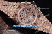 Audemars Piguet Royal Oak Offshore Seiko VK67 Quartz Rose Gold/Diamonds Case with Rose Gold Dial and Diamonds Bezel