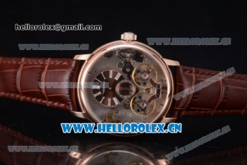 Audemars Piguet Jules Audemars Skeleton Tourbillon Asia ST25 Automatic Rose Gold Case Brown Dial Roman Numeral Markers and Brown Leather Strap