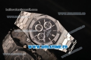 Audemars Piguet Royal Oak Chronograph Swiss Valjoux 7790 Automatic Steel/Diamonds Case with Black Dial Diamonds Bezel and Stick Markers (EF)