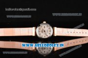 Omega De Ville Ladymatic Swiss ETA 2671 Automatic Steel Case with White Stripy Dial Diamonds Markers and Pink Leather Strap