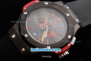 Hublot Big Bang Chronograph Miyota Quartz Movement Full PVD Case with Black Dial-Red Markers and Black Rubber Strap