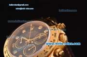 Rolex Daytona Swiss Valjoux 7750-DD Automatic Gold Case with Black Dial and Diamond Markers