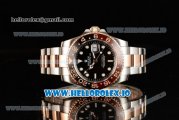 Rolex GTM-Master II 2836 Automatic Rose Gold Case with Black Dial Dots Markers and Two Tone Bracelet