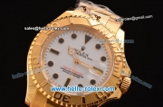 Rolex Yacht-Master Swiss ETA Original 2836 Automatic Gold Case with Black Markers White Dial and Yellow Gold Strap