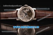 Vacheron Constantin Traditionelle Minute Repeater Tourbillon Swiss Tourbillon Manual Winding Steel Case with Gray Dial and Steel Bezel Brown Leather Strap