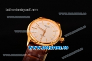 Rolex Cellini Time Asia 2813 Automatic Yellow Gold Case with White Dial Brown Leather Strap and Stick Markers