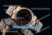 Rolex Day-Date Swiss ETA 2836 Automatic Rose Gold Case with Brown Dial Stick Markers and Rose Gold Bracelet (BP)