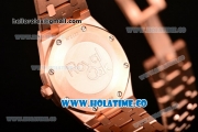 Audemars Piguet Royal Oak 33MM Miyota Quartz Rose Gold Case/Bracelet with White Dial and Stick Markers (EF)