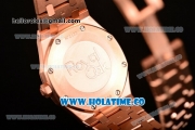 Audemars Piguet Royal Oak 33MM Miyota Quartz Rose Gold Case/Bracelet with White Dial and Stick Markers (EF)