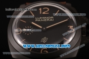 Panerai PAM 617 Luminor 1950 3 Days Clone P.3000 Manual Winding PVD Case with Black Dial Brown Leather Strap and Stick/Arabic Numeral Markers (ZF)