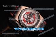 Audemars Piguet Royal Oak Offshore Ruben Barrichello Chrono Swiss Valjoux 7750 Automatic Rose Gold Case with PVD Bezel Red Skeleton Dial and White Stick Markers - 1:1 Original (JF)
