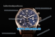 IWC Pilot’s Watch Chronograph Edition "Le Petit Prince" Swiss Valjoux 7750 Automatic Steel Case with Blue Dial Brown Leather Strap and White Arabic Numeral Markers