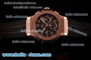 Hublot Big Bang Chrono Clone HUB4100 Automatic Rose Gold Case with Black Rubber Strap Black Dial