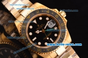 Rolex GMT-Master II Swiss ETA 2836 Automatic Gold Case with Black Dial and White Markers