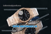 Audemars Piguet Royal Oak Swiss Quartz Rose Gold Case with Black Dial and Rose Gold Bracelet (EF)